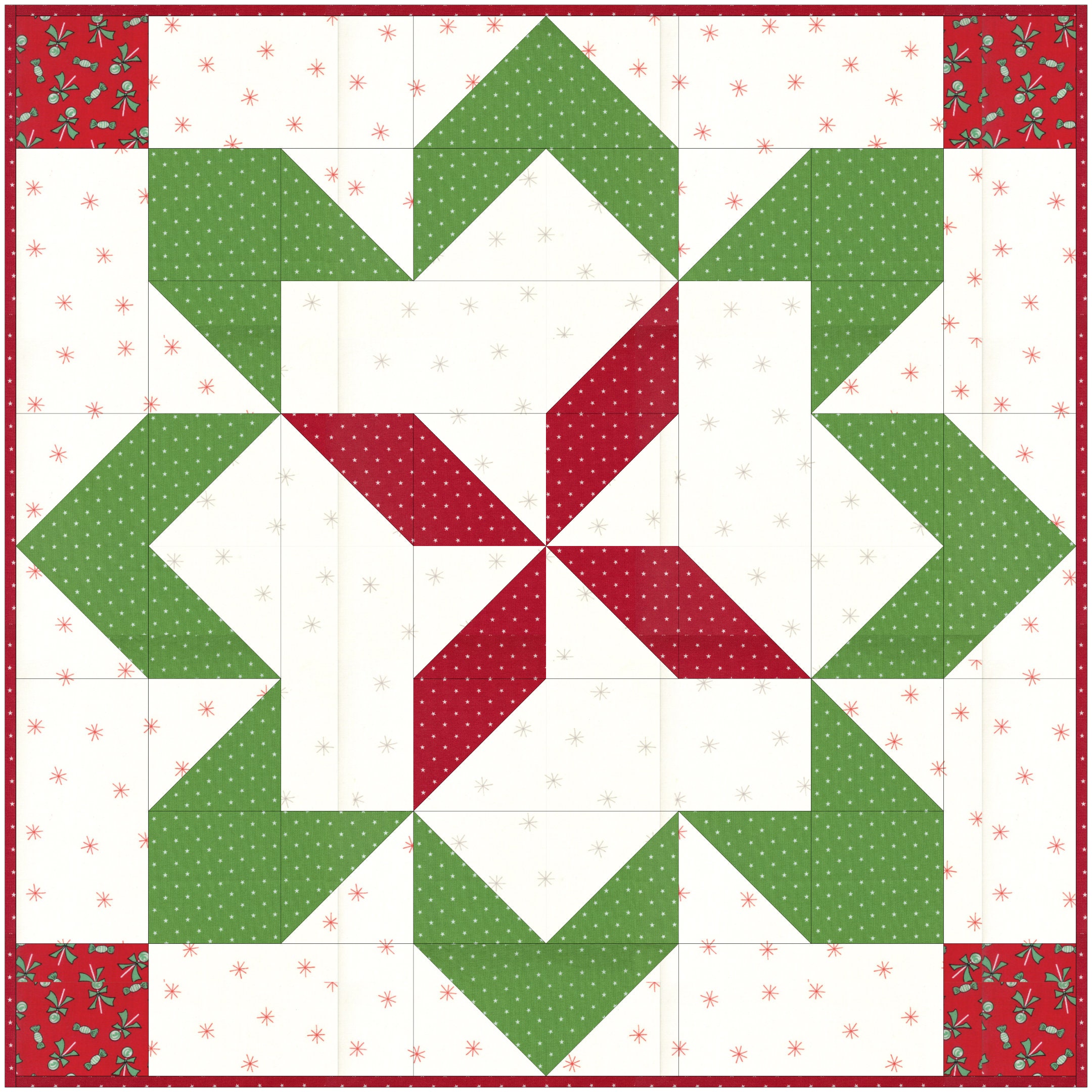 Starburst Quilted Table Topper PDF Pattern: Square Wall Quilt (24x24in ...