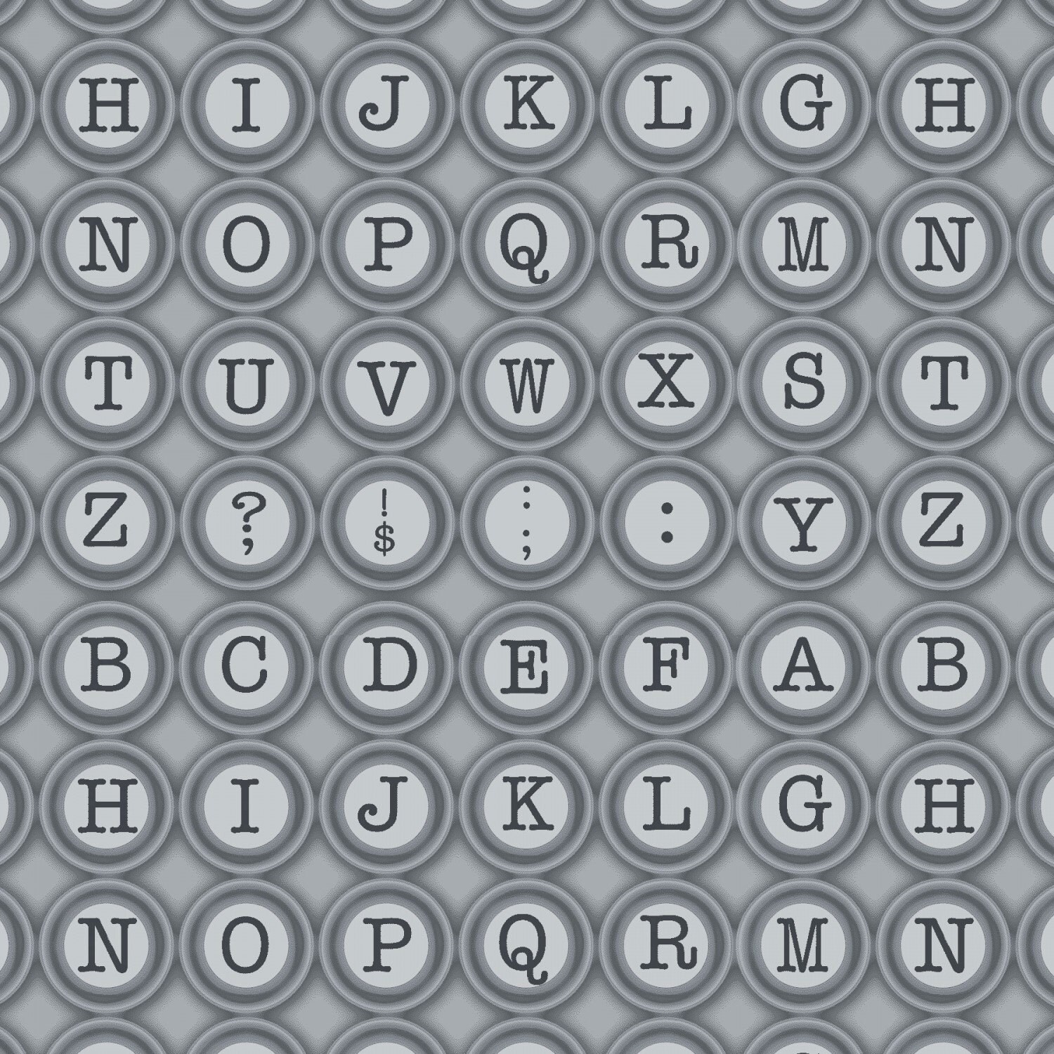 Typewriter Keys fabric in Dark Gray from the Basically Low Etsy