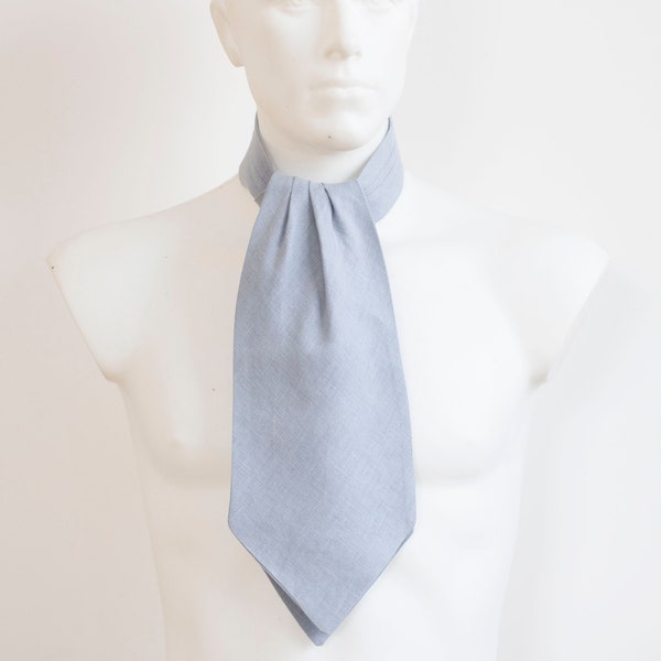 Chique lichtblauwe linnen Ascot stropdas - Ontdek vele kleuren!