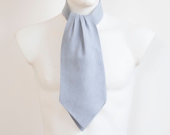 Chic Pale Blue Linen Ascot Tie - Explore Many Colors!