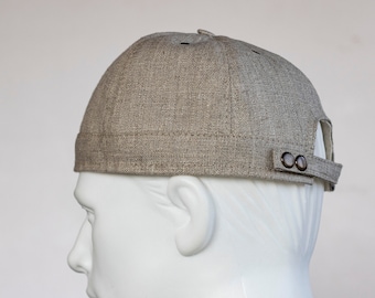 Brimless linen summer cap Docker linen cap hat