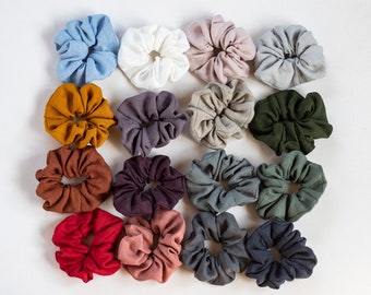 Hair scrunchie Ponytail holder Linen hair scrunchies Variety of colors Blue scrunchie White scrunchie Pink scrunchie