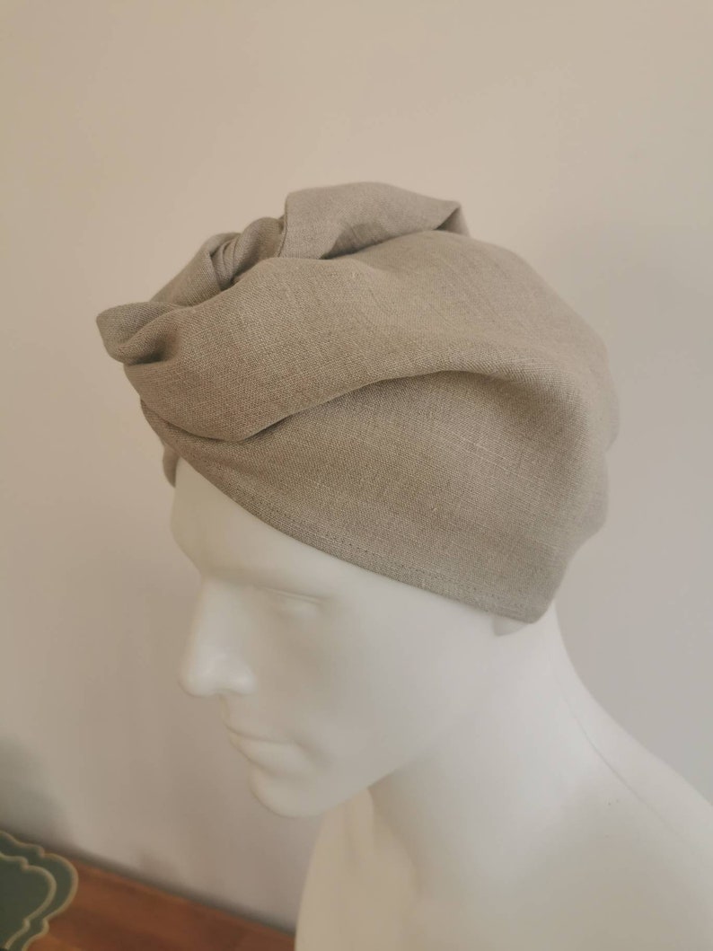 Natural linen hair towel, SPA headband, hair turban headwrap, sauna wear image 9