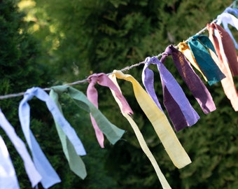 Vibrant Fiesta Tassel Bunting | Multicolored Fabric Garland for Celebration, Wedding, and Garden Parties