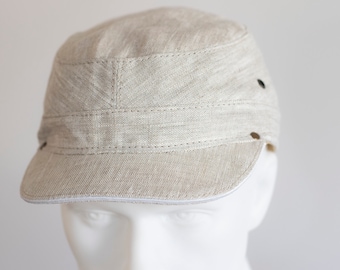 Confederate cap Linen summer cap Classic linen cap hat  Sport cap Adjustable grey hat Trucker cap Summer hat