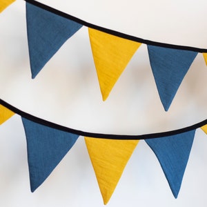 Empavesado exterior de lino amarillo azul Colores mixtos Bandera triangular Soporte Ucrania