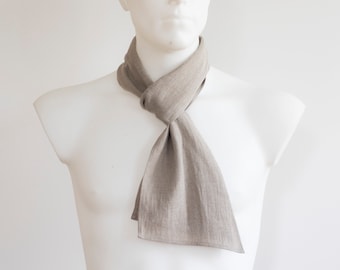 Natural linen narrow scarf ascot tie, mens fashion accessory, unisex accessory, linen ascot tie, linen scarf