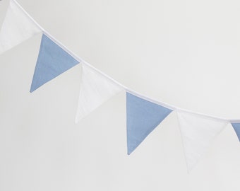 Baby blue and off white banner or Blush pink and off white banner Pennants for party decorations Birthday gift Outdoor bunting Custom colors