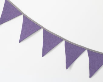 Purple outdoor bunting Party banner Triangle banner Pennants for party decorations Birthday gift Summer decorations Lavender banner