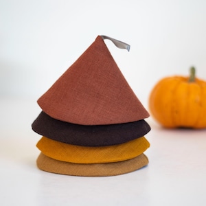 Handmade Linen Cone Pot Holders, Rustic Kitchen Accessory
