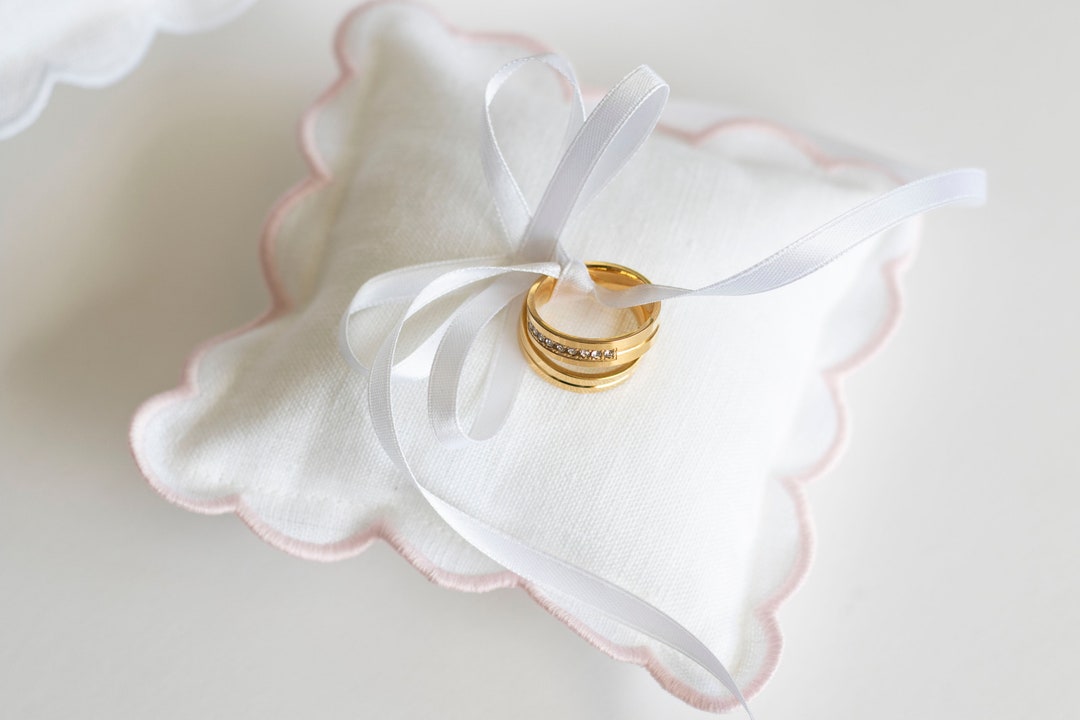 Coussin Pour Alliances De Mariage En Dentelle En Forme De Cœur, Support Pour Bagues De