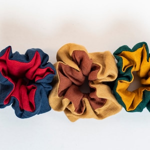 Two colors Ponytail holder Linen hair scrunchie Hair accessories  Custom scrunchie Hand wrist accessory