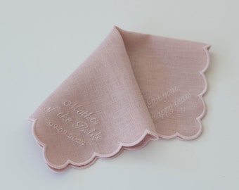 For your happy tears hankie Scallop handkerchief Bridal hankie 10x10'' size Mother of the Bride  No ugly crying