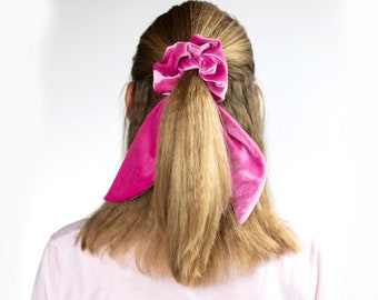 Pink velvet bow scrunchie Velvet scrunchie with bow Knot scrunchie Hair accessory Bow scrunchie More colors available