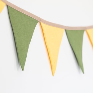 Bandierine per esterni in giallo pastello e verde, striscioni per feste, striscioni triangolari, gagliardetti per decorazioni per feste, regalo di compleanno, decorazioni estive