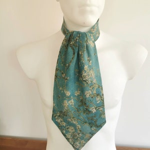 Vincent Van Gogh Blossoming Almond tree ascot tie cravat, mens fashion accessory, ascot necktie, unisex accessory, linen ascot tie