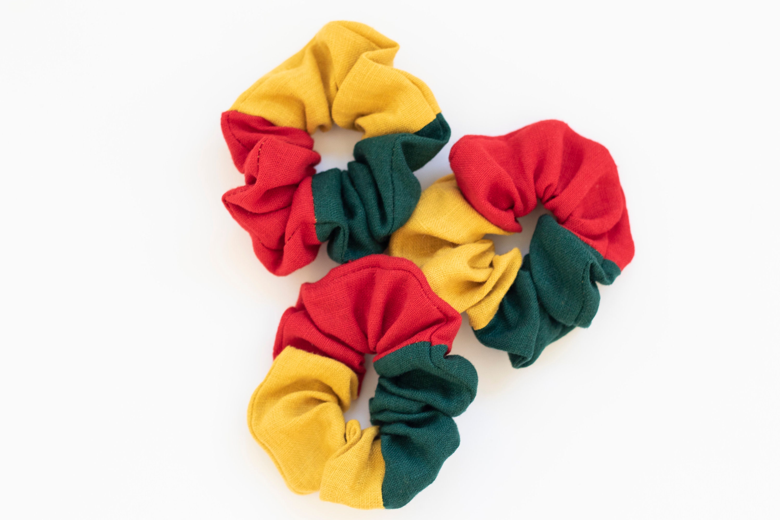 Three colors hand wrist accessory attribute Linen hair scrunchie Many colors available Ponytail holder Multicolor scrunchie