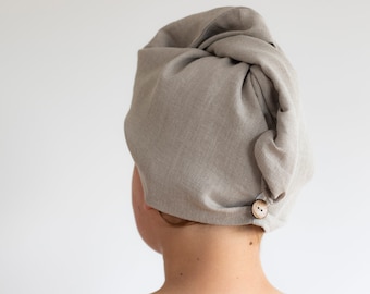 Linen hair towel turban from washed linen Many colors available