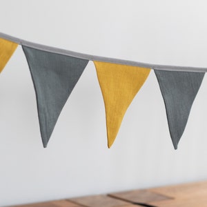 Yellow and gray banner Party banner Triangle banner Outdoor bunting Pennants for party decorations Colors of the year