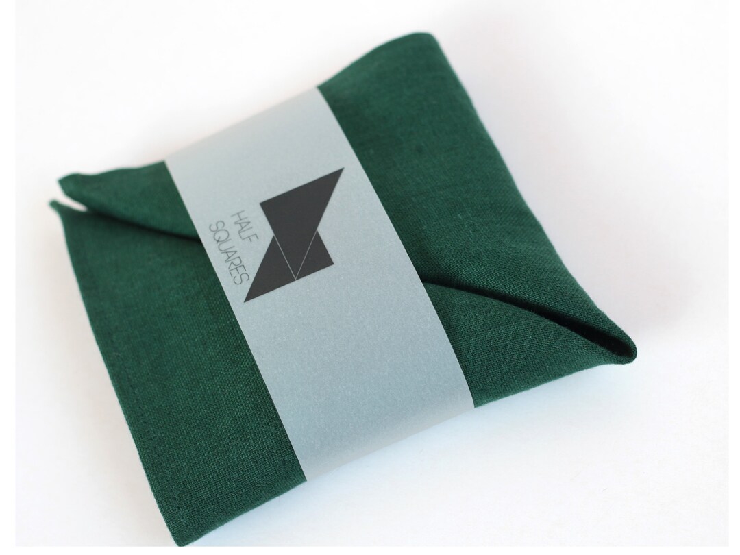 Dark Green Linen Pocket Square, Personalized Men Gift Idea, Custom ...