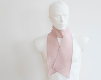 Pale pink linen narrow scarf ascot tie, mens fashion accessory, unisex accessory, linen ascot tie, linen scarf