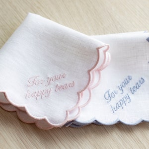 Scallop Handkerchief for Happy Tears: Bridal 10x10&#39;&#39; Size - Your Perfect Keepsake Hankie on Etsy