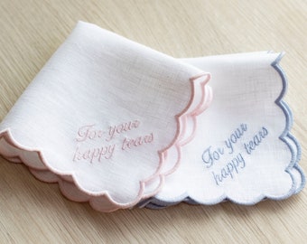 Scallop Handkerchief for Happy Tears: Bridal 10x10&#39;&#39; Size - Your Perfect Keepsake Hankie on Etsy