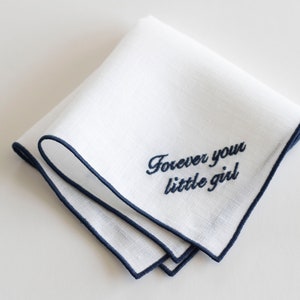 Unieke zakdoek voor vaders aandenken - 'Forever Your Little Girl'-borduursel - Bruiloftszakdoek
