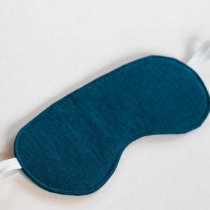 Teal blue sleep mask Eye mask Reusable sleep mask Linen eye mask Slumber mask Many colors available