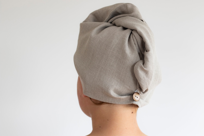 Natural linen hair towel, SPA headband, hair turban headwrap, sauna wear image 2