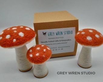 Needlefelted Mushroom Set, toadstools, needle felted chunky mushrooms, set of 3, christmas gift, gift, xmas, woodland, fairy, gnome