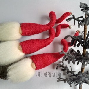 Set of 3 Needle felted Christmas Tomten, swedish gnomes, wool felted, gift, decoration, nisse, tomte, christmas gift, gonk image 2