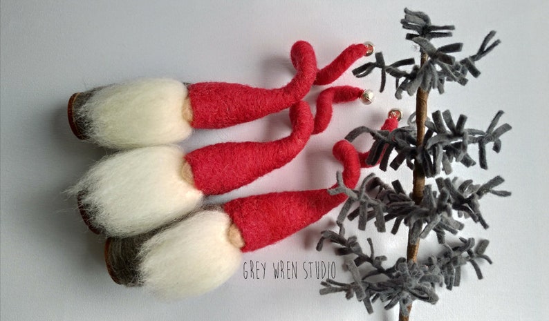 Set of 3 Needle felted Christmas Tomten, swedish gnomes, wool felted, gift, decoration, nisse, tomte, christmas gift, gonk image 2