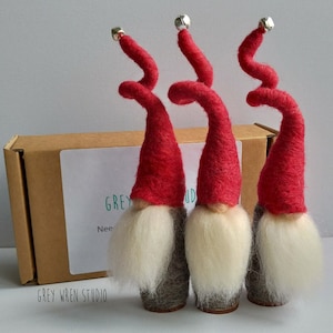 Set of 3 Needle felted Christmas Tomten, swedish gnomes, wool felted, gift, decoration, nisse, tomte, christmas gift, gonk image 1