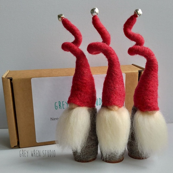 Set of 3 Needle felted Christmas Tomten, swedish gnomes, wool felted, gift, decoration, nisse, tomte, christmas gift, gonk