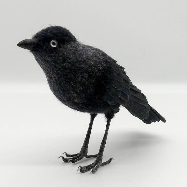 Needlefelted Jackdaw, bird lovers gift, handmade bird