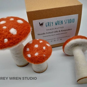 Needlefelted Mushroom Set, toadstools, needle felted chunky mushrooms, set of 3, christmas gift, gift, xmas, woodland, fairy, gnome image 2