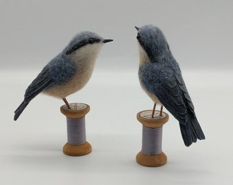 Felted Nuthatch bird, gift, ornament, decoration, needle felt, wool felt, felted bird, spring summer bird, gift for dressmakers, bird lovers