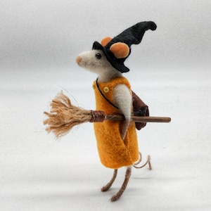 Needle Felted Witch Mouse: Handmade Halloween Decoration