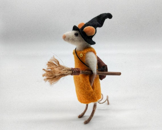 Witch Mouse - Fairy Fae Handmade Needle Felt Decoration Witch Mouse - Fairy Fae Handmade Needle Felt Decoration