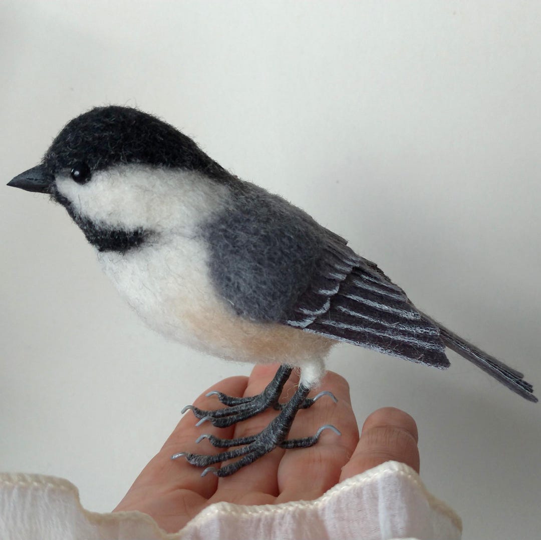 Needle Felted Black-capped Chickadee | Handmade Wool Bird Sculpture ...