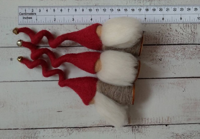 Set of 3 Needle felted Christmas Tomten, swedish gnomes, wool felted, gift, decoration, nisse, tomte, christmas gift, gonk image 4