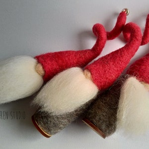 Set of 3 Needle felted Christmas Tomten, swedish gnomes, wool felted, gift, decoration, nisse, tomte, christmas gift, gonk image 3