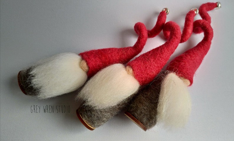 Set of 3 Needle felted Christmas Tomten, swedish gnomes, wool felted, gift, decoration, nisse, tomte, christmas gift, gonk image 3