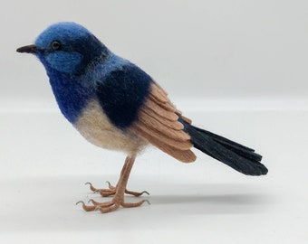 Needle Felted Fairy Wren, superb Wren bird, Australian bird, a bird lovers gift, wild bird, handmade, wildlife gift