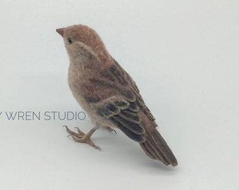 Felted Bird, Needle Felted Sparrow, bird lovers gift, wild bird, handmade, wildlife gift, british bird gift