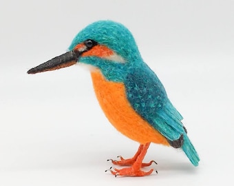 Felted Bird, Needle Felted Kingfisher, bird lovers gift, wild bird, handmade, wildlife gift, british bird gift