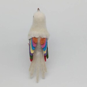 Felted Rainbow Bird, NHS gift, ornament, decoration, needle felt, wool felt, felted bird, rainbow eyes, bird, handmade image 5