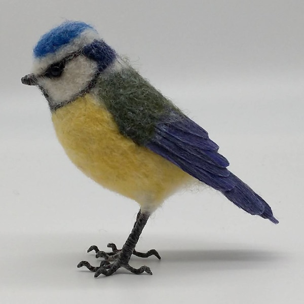 Needle Felted Blue Tit, bird lovers gift, wild bird, handmade, wildlife gift