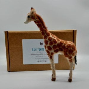 Needle Felted Giraffe Sculpture: Posable Wool Nursery Decor
